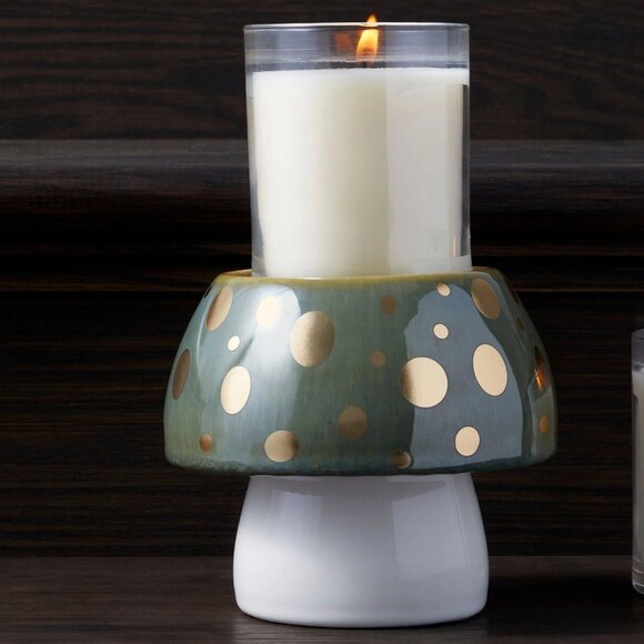 Bath & Body Works Stoneware Green & Gold Mushroom Single Wick Candle Holder - Picture 9 of 9